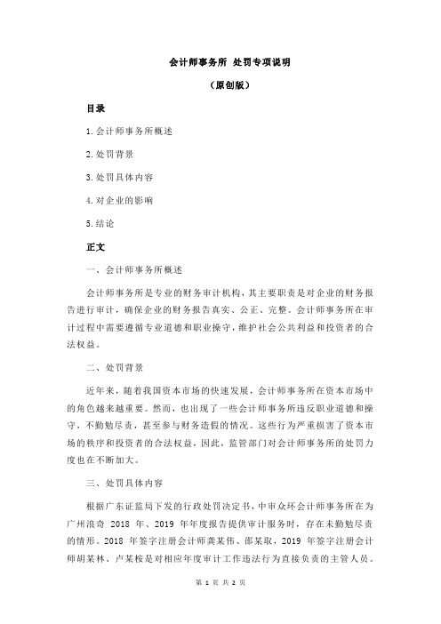 会计师事务所 处罚专项说明