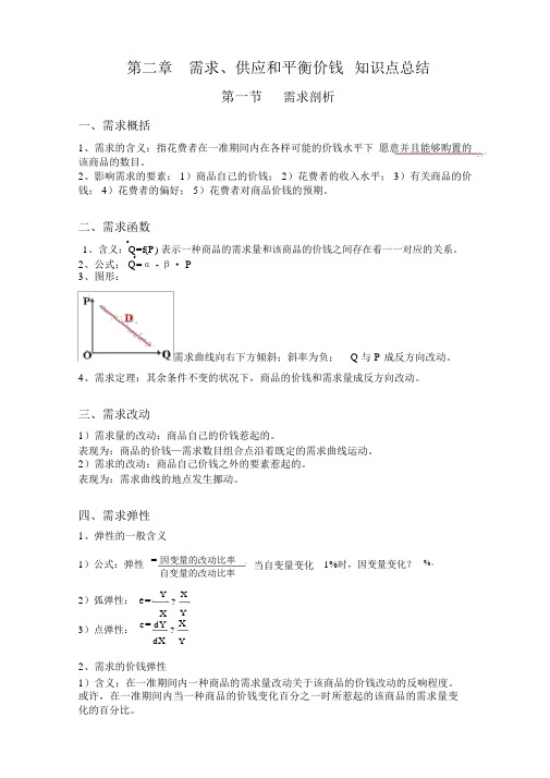 (完整版)第二章需求曲线和供给曲线知识点总结