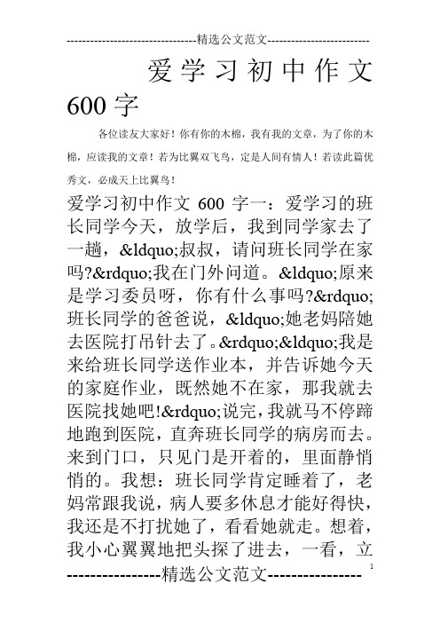 爱学习初中作文600字