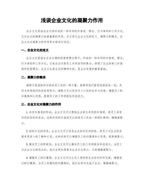 浅谈企业文化的凝聚力作用