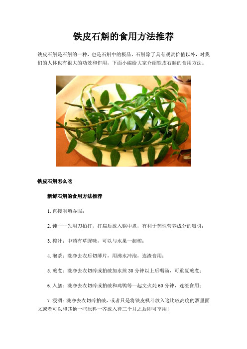 铁皮石斛的食用方法推荐