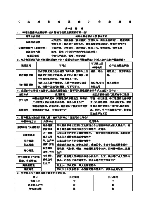 机械制造基础作业答案