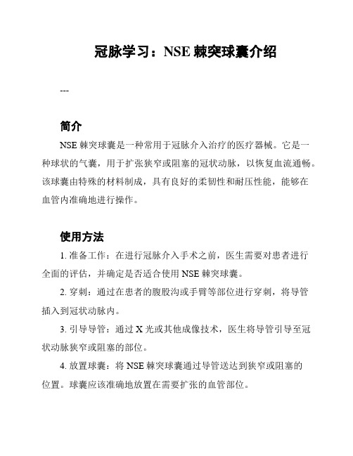 冠脉学习：NSE棘突球囊介绍