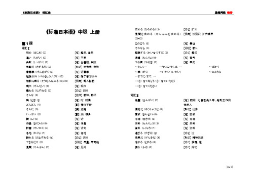 旧版《中日交流标准日本语-中级》词汇