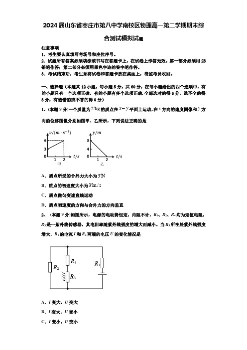 2024届山东省枣庄市第八中学南校区物理高一第二学期期末综合测试模拟试题含解析