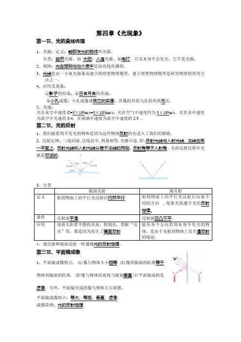 第四章《光现象》物理基础知识+中考真题