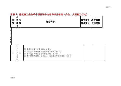 建筑施工企业单个项目评分内容和评分标准.doc