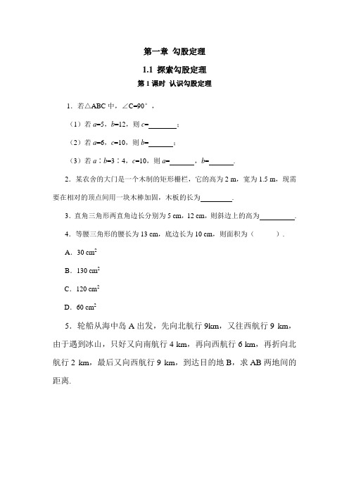 北师大版八年级数学上册同步练习附答案