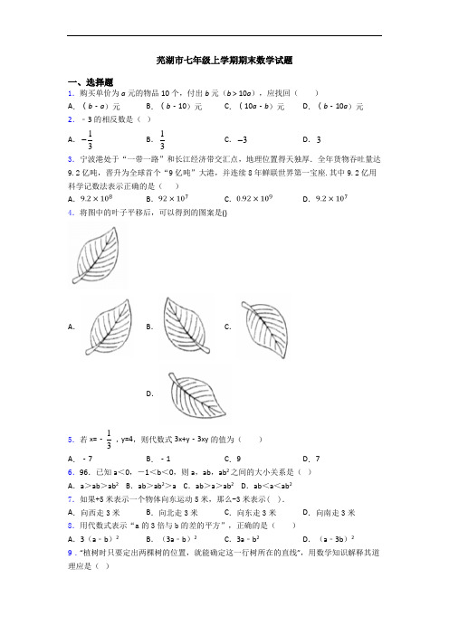 芜湖市七年级上学期期末数学试题