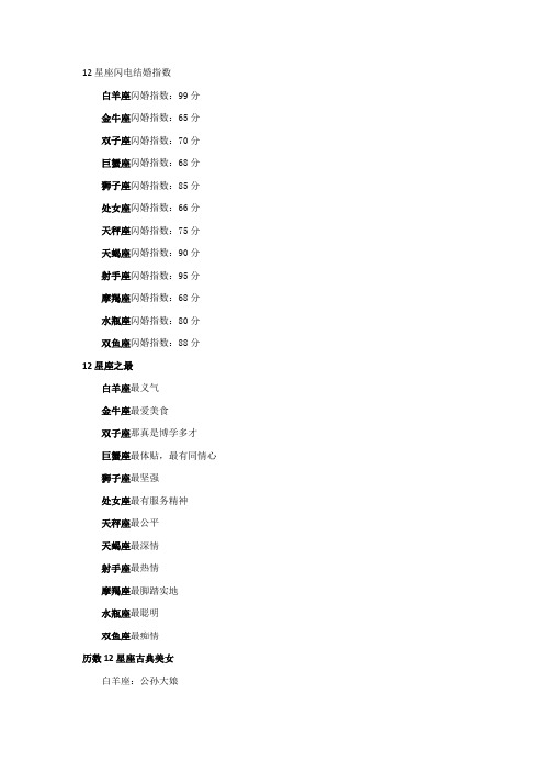 十二星座资料