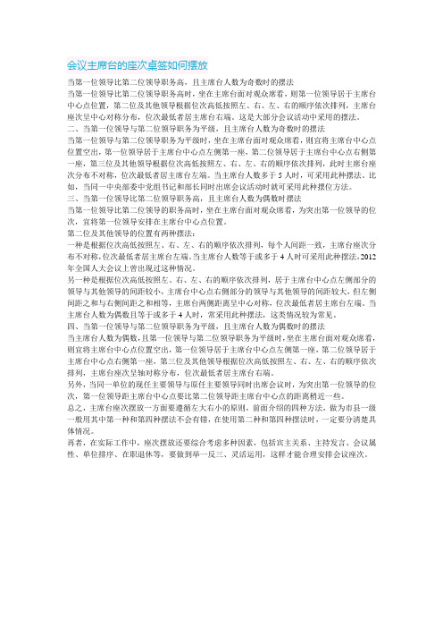 会议主席台的座次桌签如何摆放