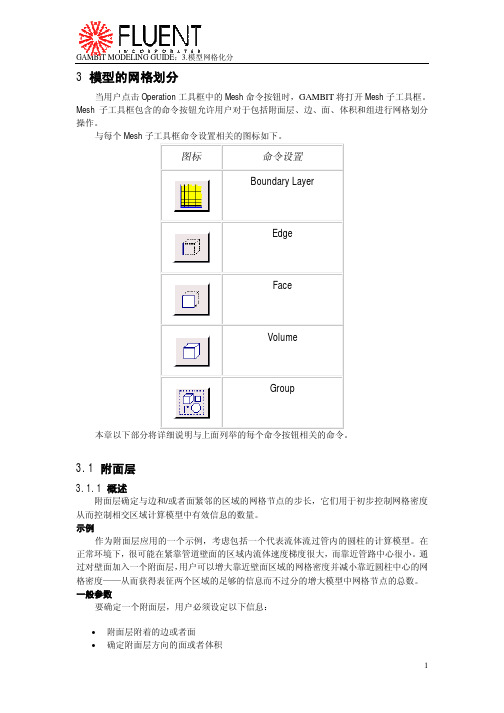 GAMBIT模型的网格划分