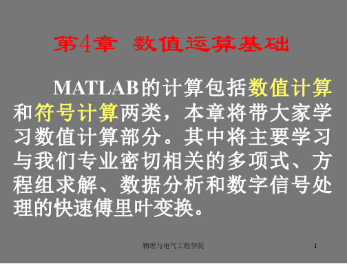 Matlab第4章 数值运算基础