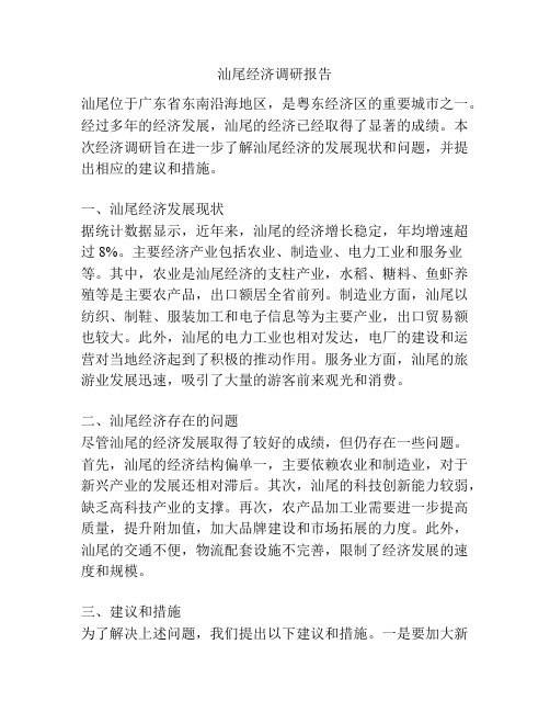 汕尾经济调研报告