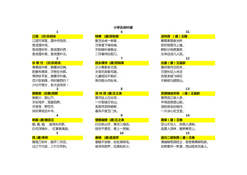 小学必备80首古诗(打印版)