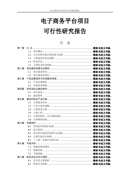 电子商务平台项目可行性研究报告