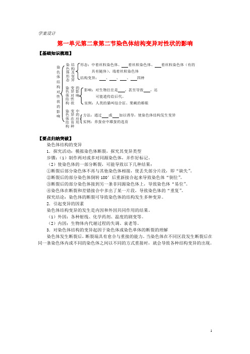 高中生物第一单元第二章第二节染色体结构变异对性状的影响学案中图版必修2