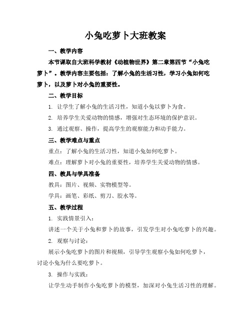 小兔吃萝卜大班教案