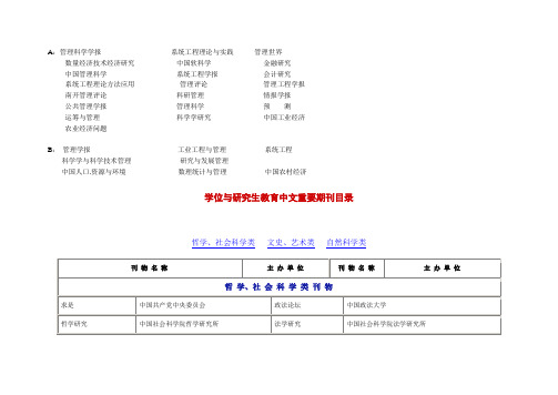 高校AB类及重要期刊