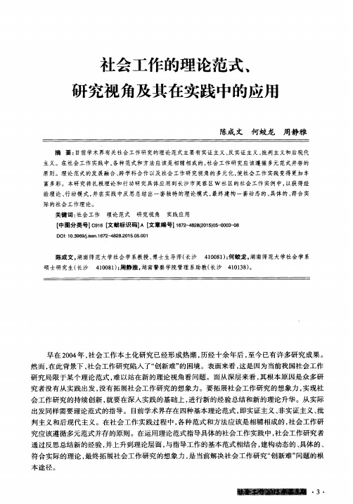 社会工作的理论范式、研究视角及其在实践中的应用