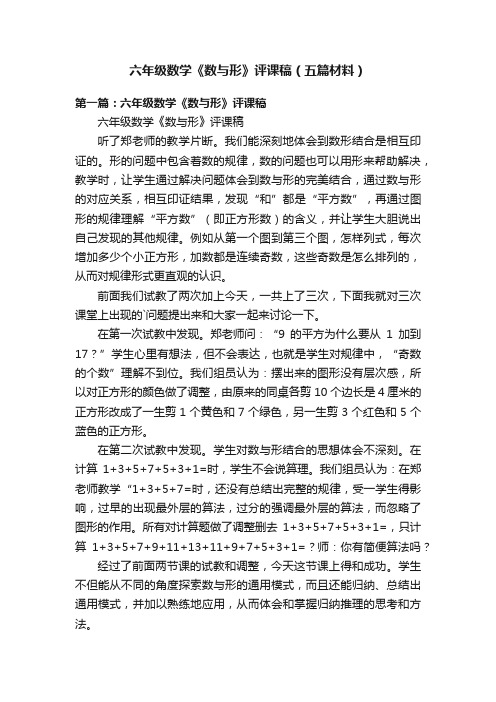 六年级数学《数与形》评课稿（五篇材料）