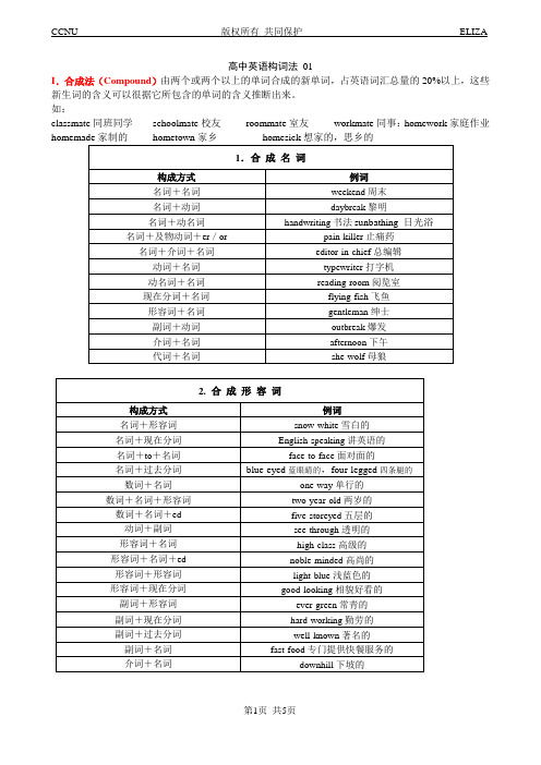 高中英语 英语构词