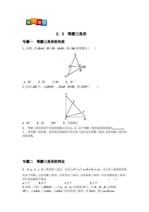 湘教版数学八上能力培优2.3等腰三角形