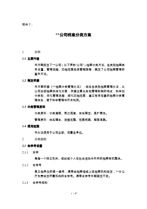 某某公司档案分类方案