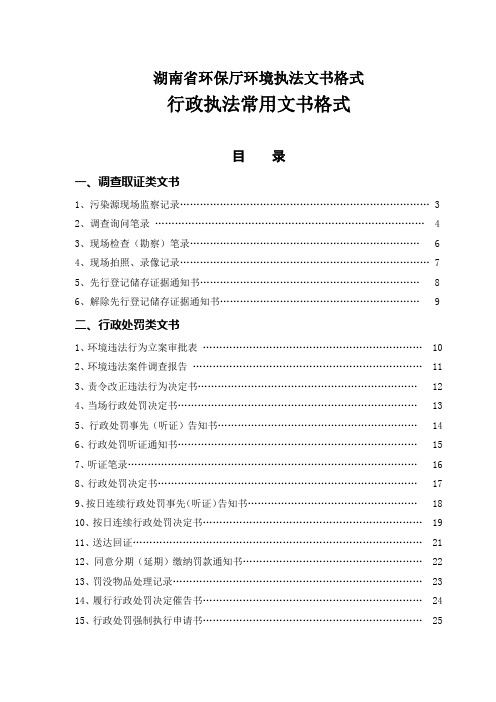 湖南省环保厅环境执法文书格式