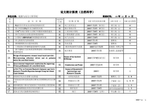 论文统计报表(自然科学)