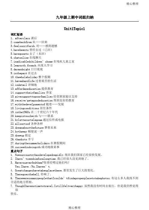 仁爱英语新九年级上册1-2单元重点