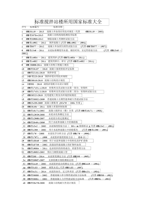 标准搅拌站楼所用国家标准大全