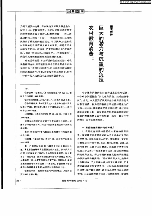 农村教育消费:巨大的潜力与沉重的负担