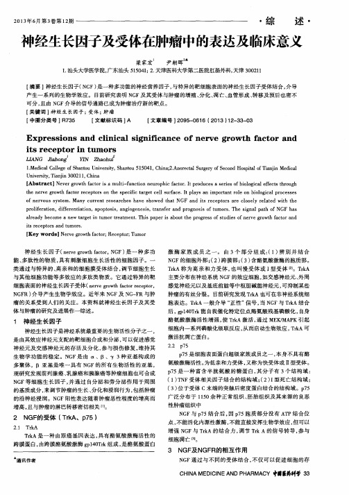 神经生长因子及受体在肿瘤中的表达及临床意义