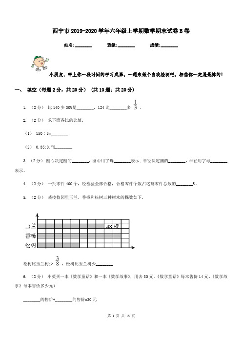 西宁市2019-2020学年六年级上学期数学期末试卷B卷