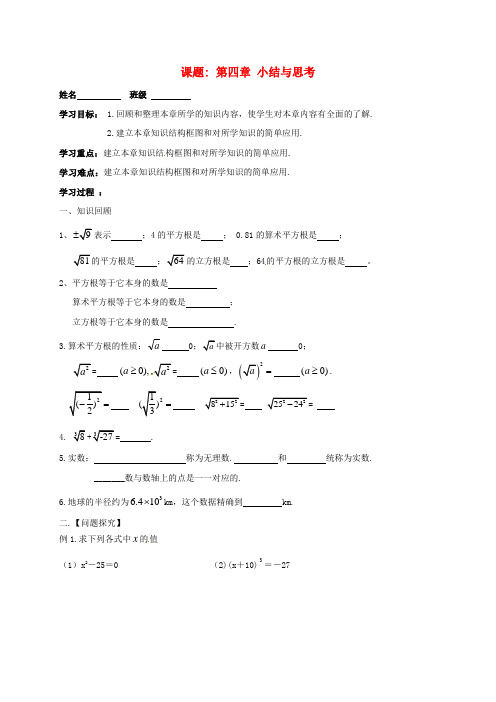 八年级数学上册 4 实数小结与思考导学案(新版)苏科版