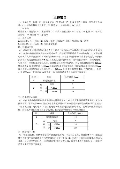 主控项目、一般项目