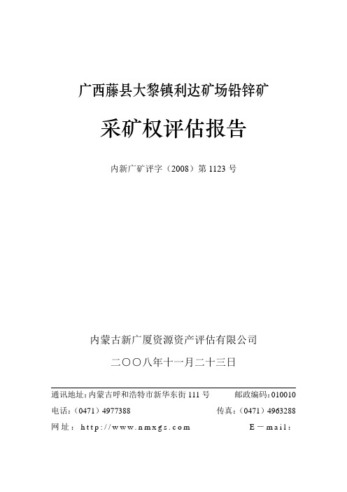 广西藤县大黎镇利达矿场铅锌矿