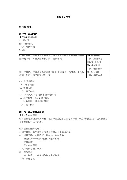 初级会计实务第3~5章知识点