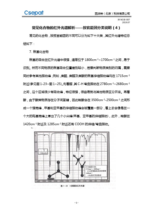 NOB007常见化合物的红外光谱解析——按官能团分类说明(4)