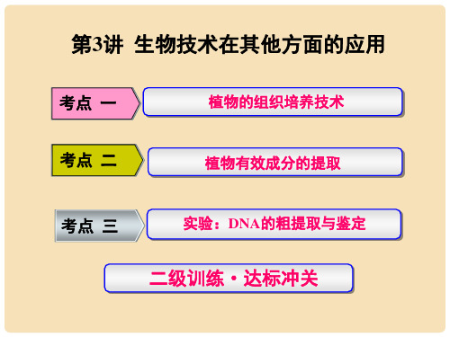 高考生物一轮复习 生物技术实践 第3讲 生物技术在其他方面的应用课件(选修1)