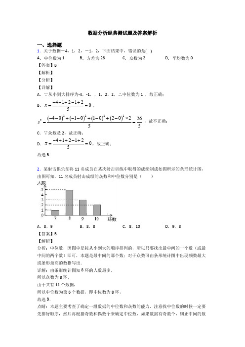 数据分析经典测试题及答案解析