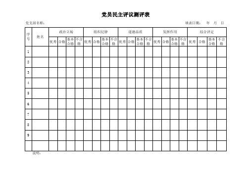 党员民主测评表