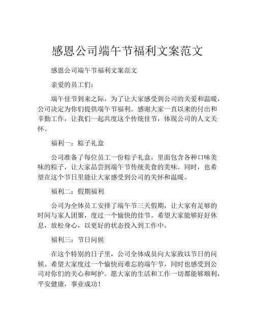 感恩公司端午节福利文案范文