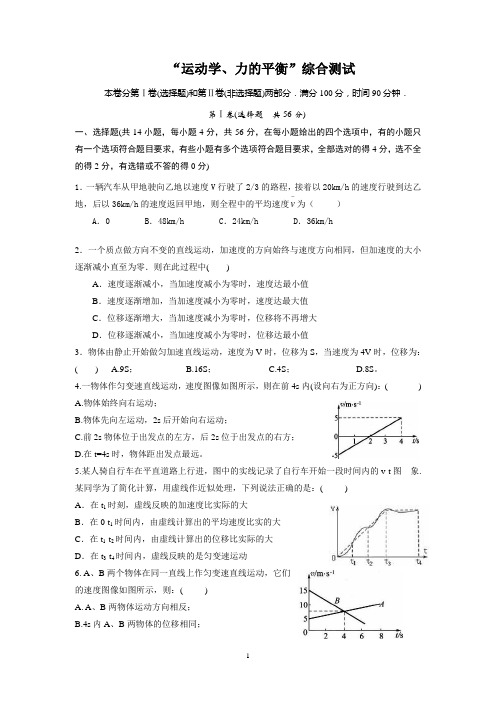 运动学综合测试题