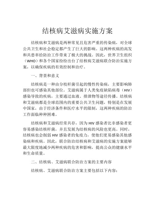 结核病艾滋病实施方案