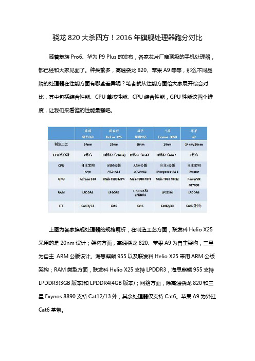 骁龙820大杀四方!2016年旗舰处理器跑分对比