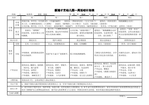 新港才艺幼儿园一周活动计划表