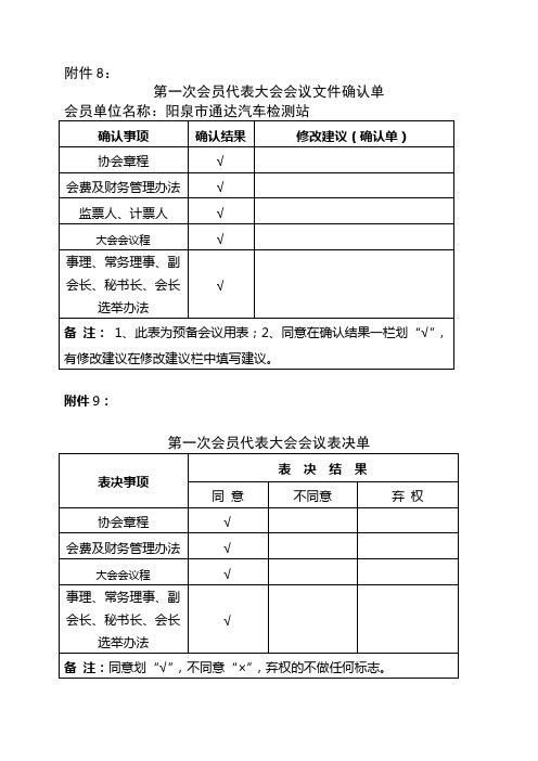 会议表决、确认单