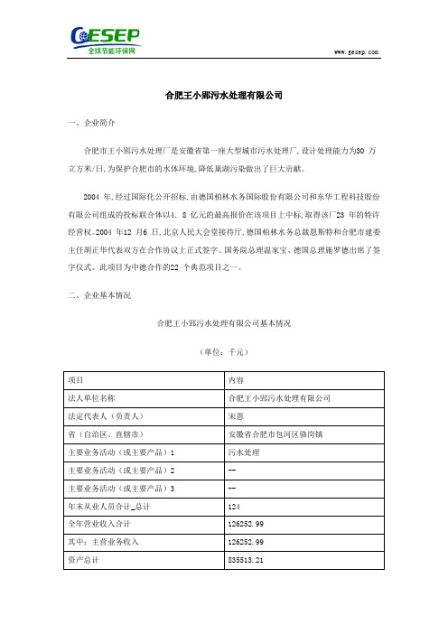 合肥王小郢污水处理有限公司